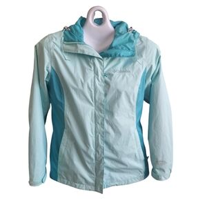 Columbia Women's Gorpcore Waterproof Full Zip Nylon Windbreaker Hoodie Aqua XS